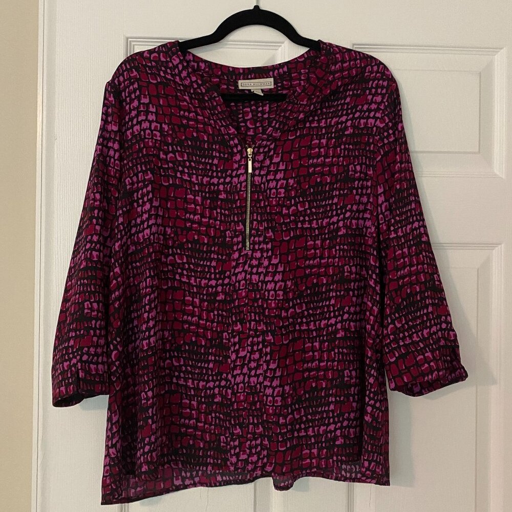 Dana Buchman Zipper Detail Blouse Size XL
